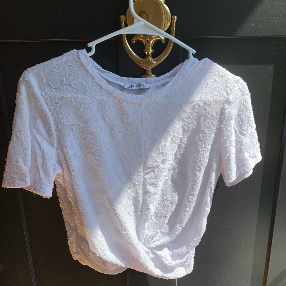 White Mesh Crop Top